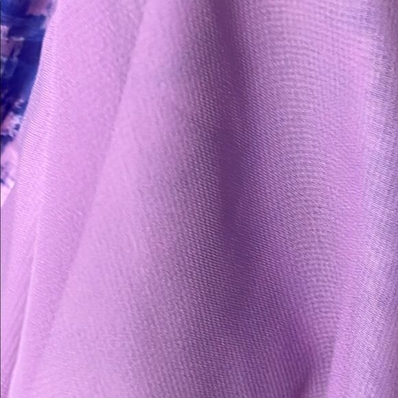 Soft Surroundings Purple Patterned Blouse Tie Neck sash Button Details SZ 2X - Picture 6 of 8